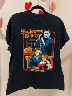 Halloween Safety Michael Myers Graphic T Shirt Horror Tee Size L